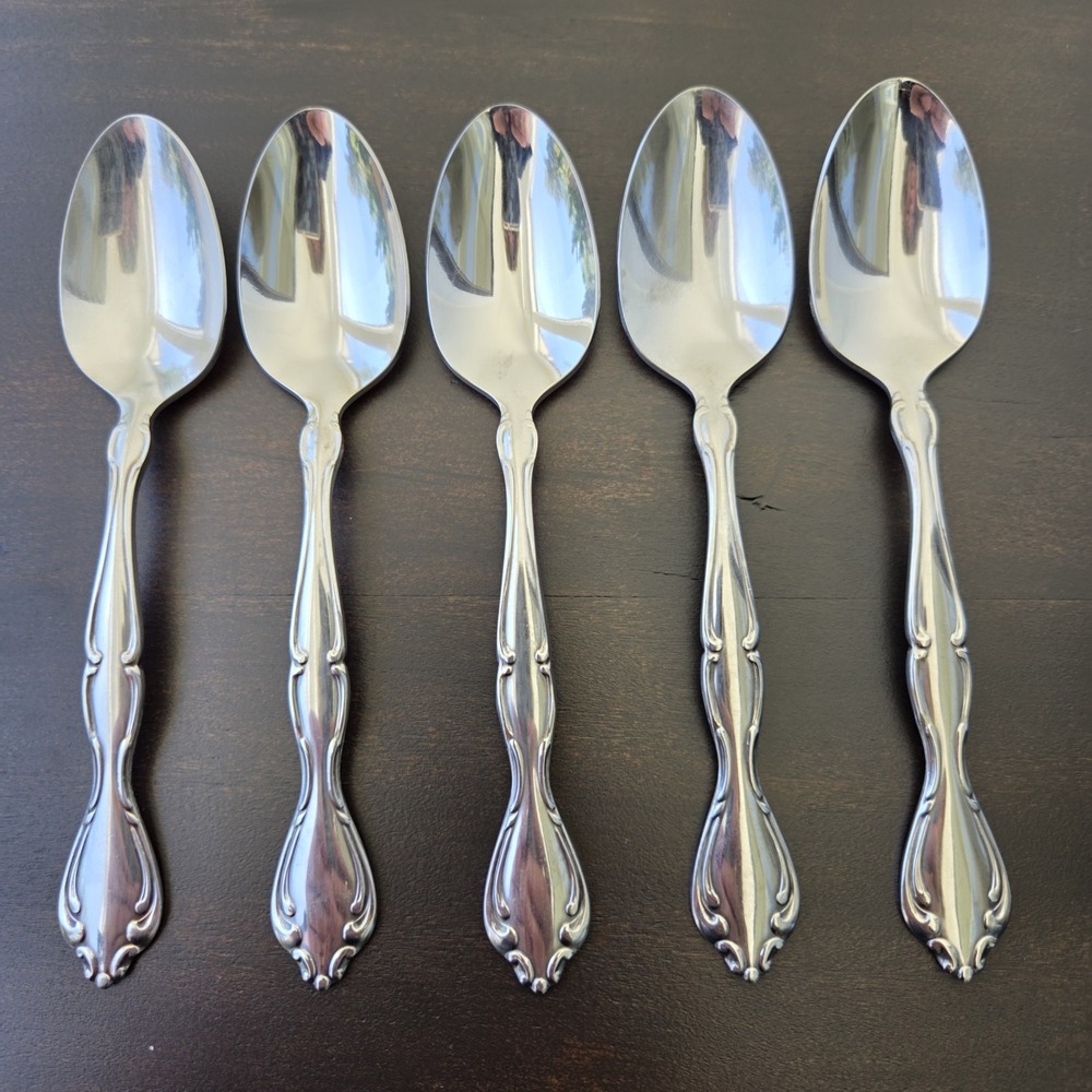 Set Of 5 Oneida Community Cantata Pattern Stainless Steel 6" Teaspoons